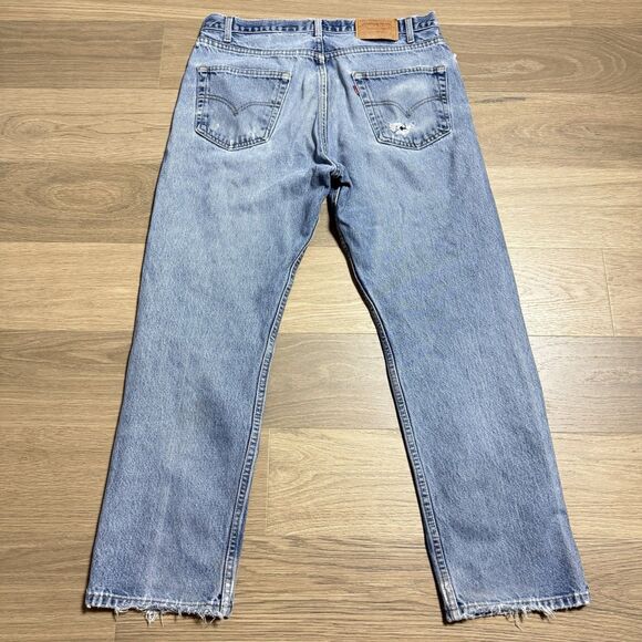 Vtg Levis 505 Jeans Men 36x30 Distressed Destroyed Faded Grunge Hippy Canada Tag - Picture 2 of 16